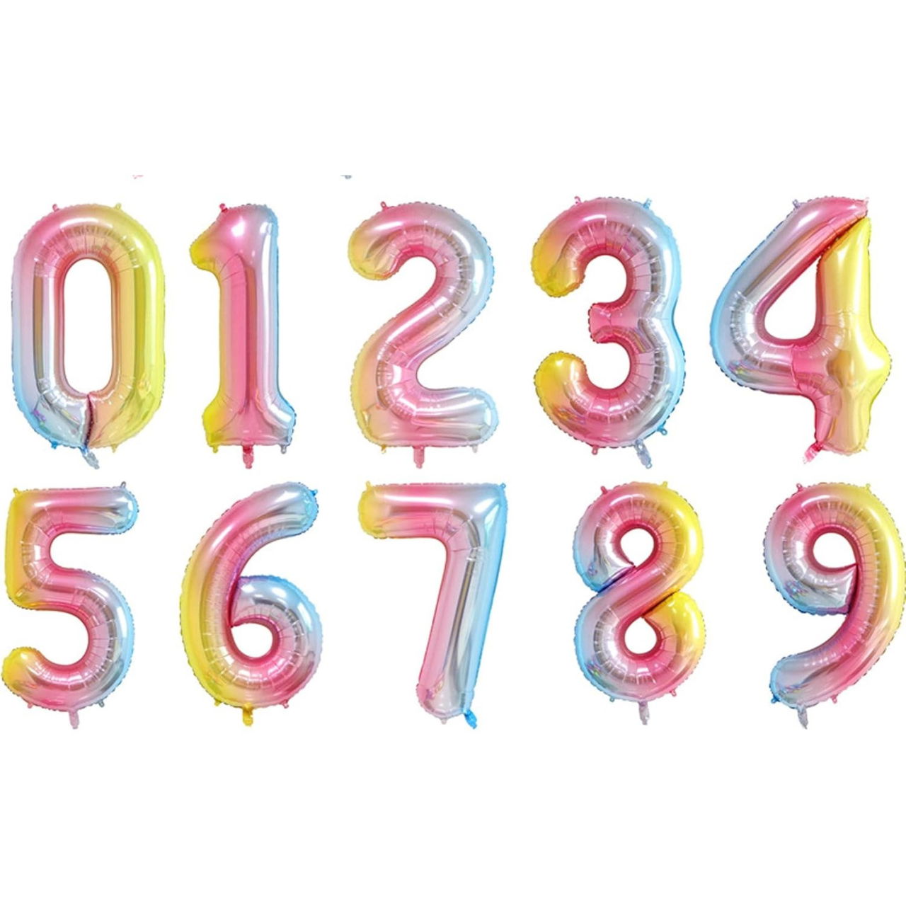Balon din Folie Metalizata Gradient Flippy, Figurina Cifra, Tema Aniversare 100 cm, Ambalaj Individual, Pai inclus, Umflare cu Aer sau Heliu, Multicolor, Cifra 0 [9]