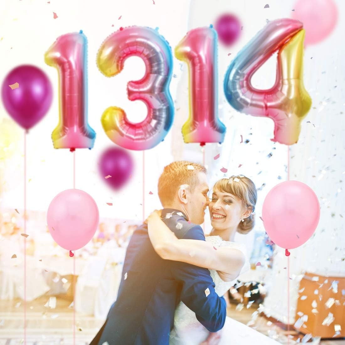 Balon din Folie Metalizata Gradient Flippy, Figurina Cifra, Tema Aniversare 100 cm, Ambalaj Individual, Pai inclus, Umflare cu Aer sau Heliu, Multicolor, Cifra 4 [3]