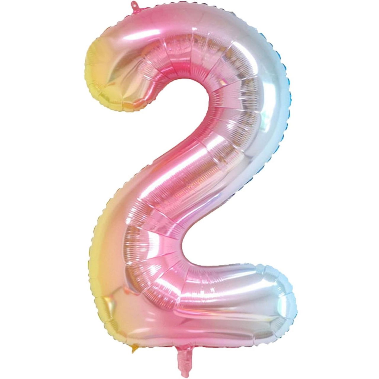 Balon din Folie Metalizata Gradient Flippy, Figurina Cifra, Tema Aniversare 100 cm, Ambalaj Individual, Pai inclus, Umflare cu Aer sau Heliu, Multicolor, Cifra 2 [1]