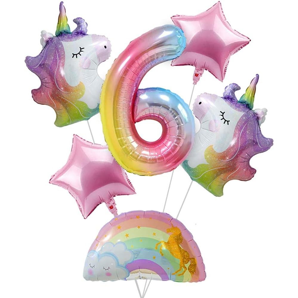 Balon din Folie Metalizata Gradient Flippy, Figurina Cifra, Tema Aniversare 100 cm, Ambalaj Individual, Pai inclus, Umflare cu Aer sau Heliu, Multicolor, Cifra 6 [6]