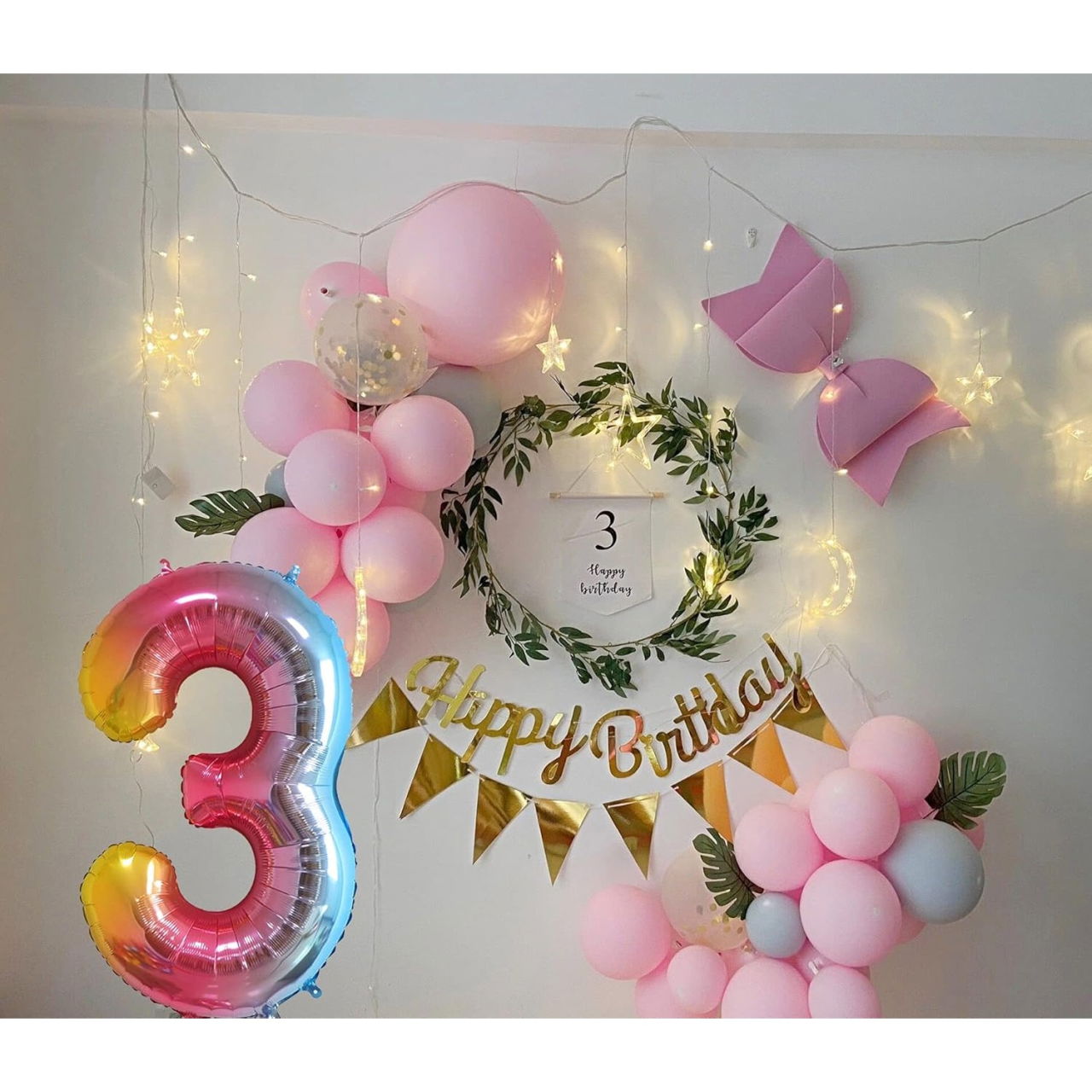 Balon din Folie Metalizata Gradient Flippy, Figurina Cifra, Tema Aniversare 100 cm, Ambalaj Individual, Pai inclus, Umflare cu Aer sau Heliu, Multicolor, Cifra 3 [4]