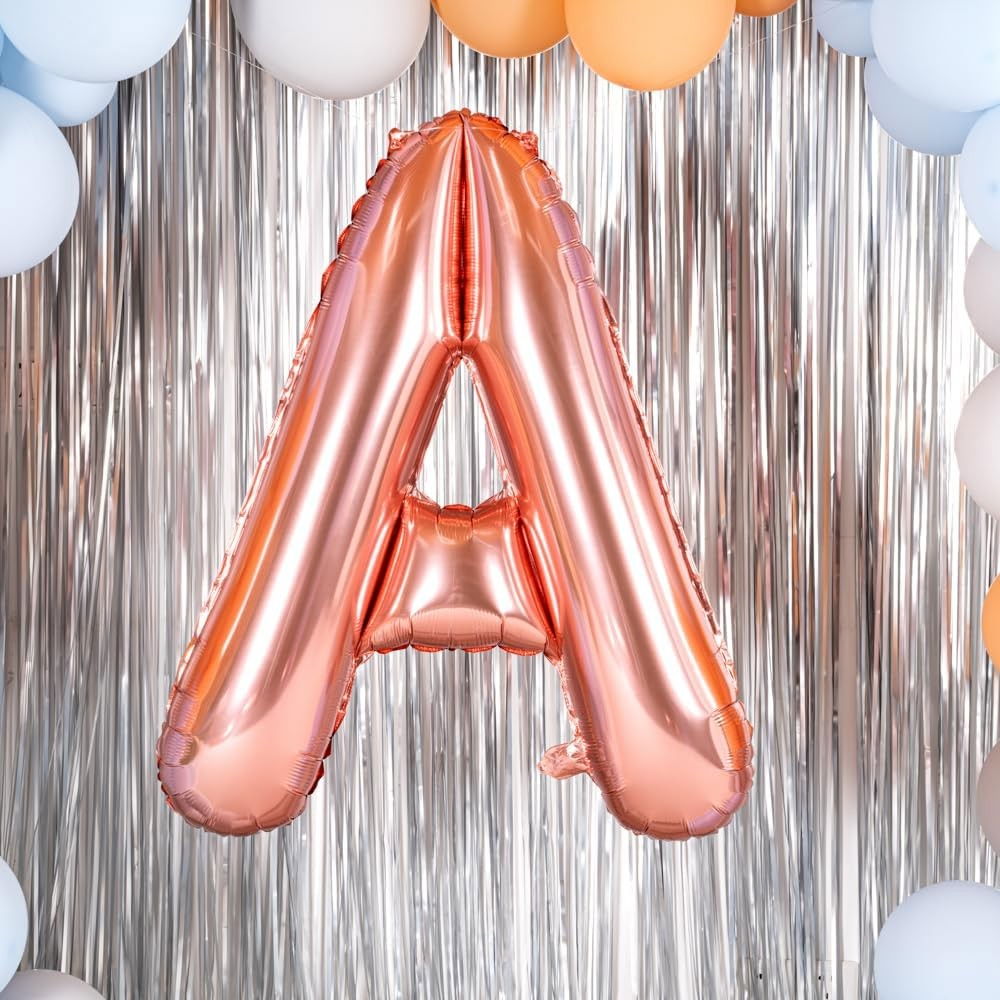 Balon Folie Metalizata Litera A, Flippy, 100 cm, Umflati cu Heliu sau Aer, Ambalaj Individual, Pai inclus, Rose Gold [7]