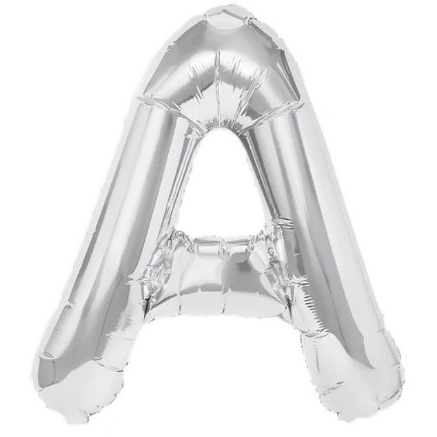 Balon Folie Metalizata Litera A, Flippy, 80 cm, Umflati cu Heliu sau Aer, Ambalaj Individual, Pai inclus, Argintiu [1]