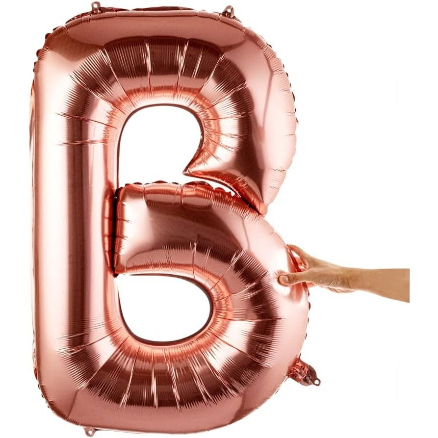 Balon Folie Metalizata Litera B, Flippy, 100 cm, Umflati cu Heliu sau Aer, Ambalaj Individual, Pai inclus, Rose Gold [5]