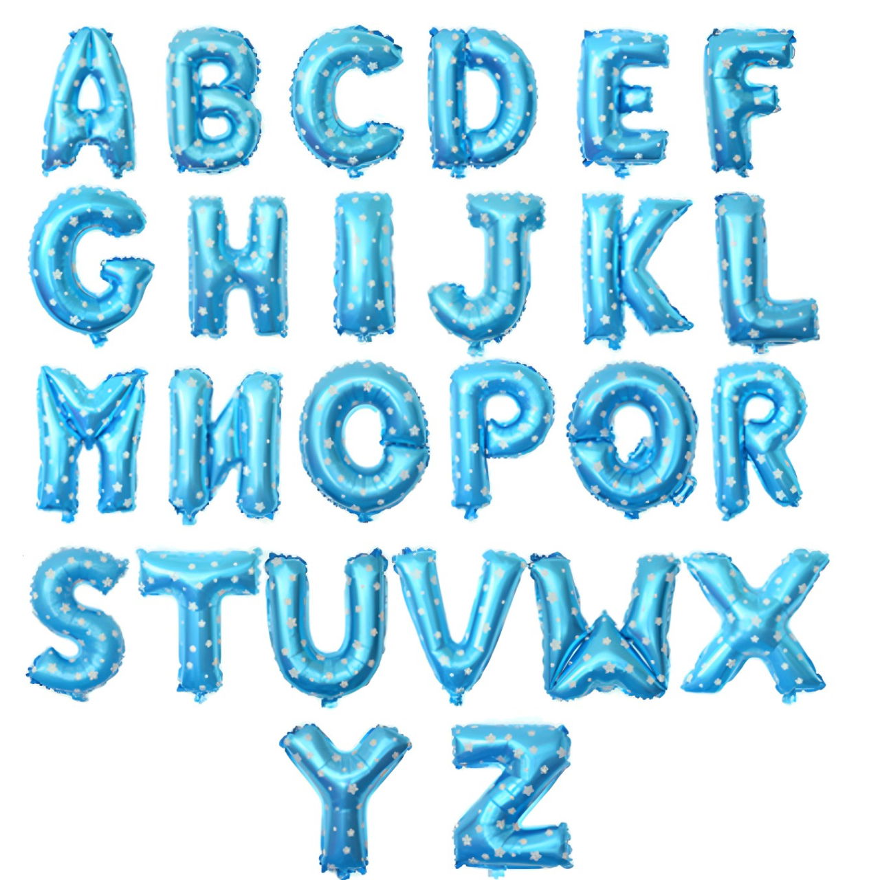 Balon Folie Metalizata Litera B, Flippy, 40 cm, Cu Imprimeu Stelute, Umflati cu Heliu sau Aer, Ambalaj Individual, Pai inclus, Albastru [2]