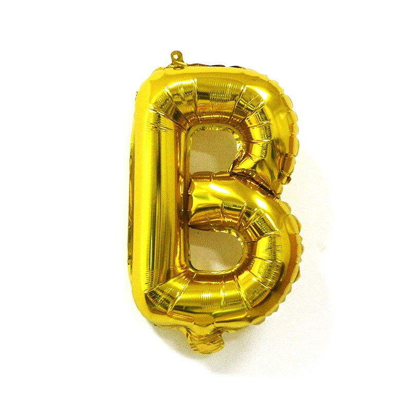 Balon Folie Metalizata Litera B, Flippy, 80 cm, Umflati cu Heliu sau Aer, Ambalaj Individual, Pai inclus, Auriu [6]
