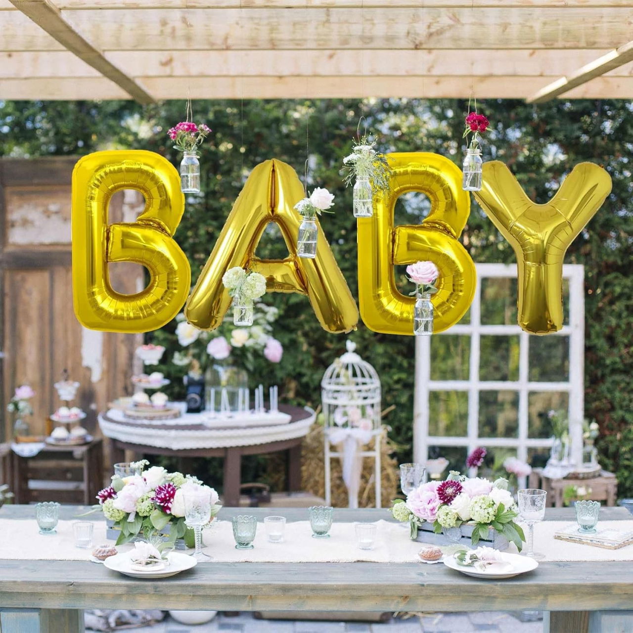 Balon Folie Metalizata Litera B, Flippy, 80 cm, Umflati cu Heliu sau Aer, Ambalaj Individual, Pai inclus, Auriu [15]