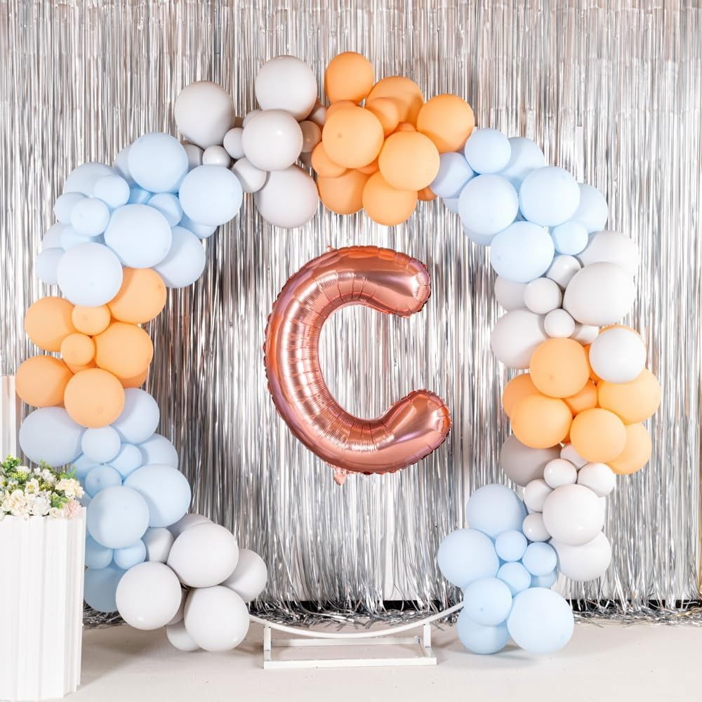 Balon Folie Metalizata Litera C, Flippy, 100 cm, Umflati cu Heliu sau Aer, Ambalaj Individual, Pai inclus, Rose Gold [6]