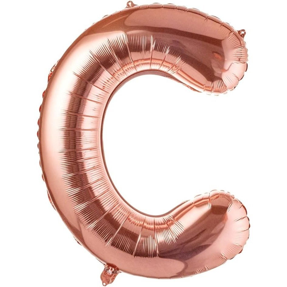 Balon Folie Metalizata Litera C, Flippy, 100 cm, Umflati cu Heliu sau Aer, Ambalaj Individual, Pai inclus, Rose Gold [1]