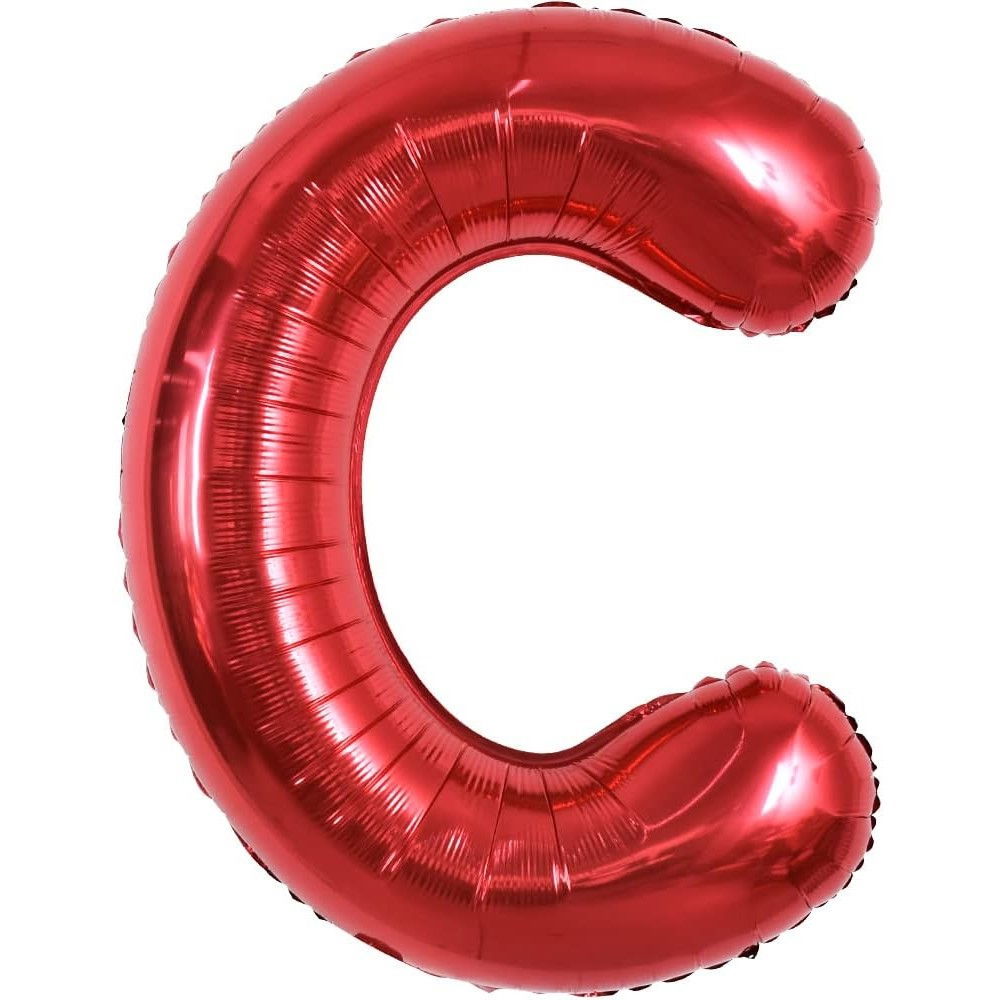 Balon Folie Metalizata Litera C, Flippy, 40 cm, Umflati cu Heliu sau Aer, Ambalaj Individual, Pai inclus, Rosu [5]