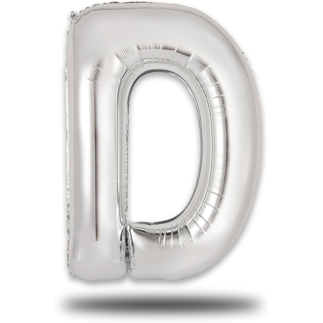 Balon Folie Metalizata Litera D, Flippy, 40 cm, Umflati cu Heliu sau Aer, Ambalaj Individual, Pai inclus, Argintiu [9]