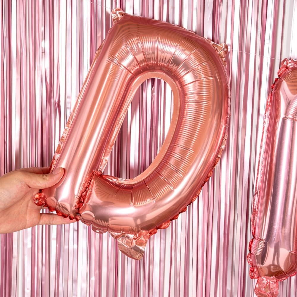 Balon Folie Metalizata Litera D, Flippy, 40 cm, Umflati cu Heliu sau Aer, Ambalaj Individual, Pai inclus, Rose Gold [4]