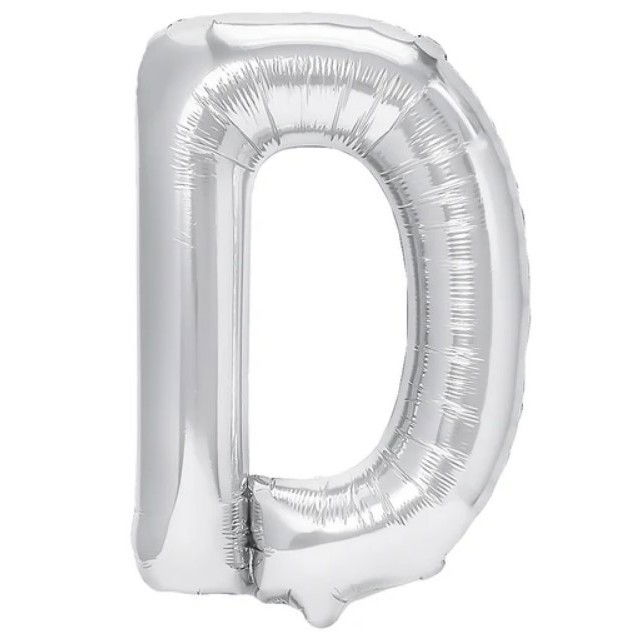 Balon Folie Metalizata Litera D, Flippy, 80 cm, Umflati cu Heliu sau Aer, Ambalaj Individual, Pai inclus, Argintiu [1]