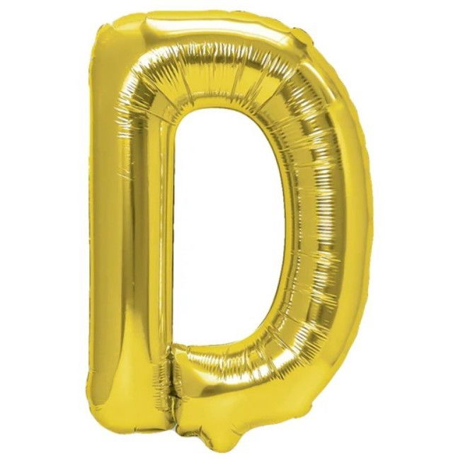 Balon Folie Metalizata Litera D, Flippy, 80 cm, Umflati cu Heliu sau Aer, Ambalaj Individual, Pai inclus, Auriu [1]