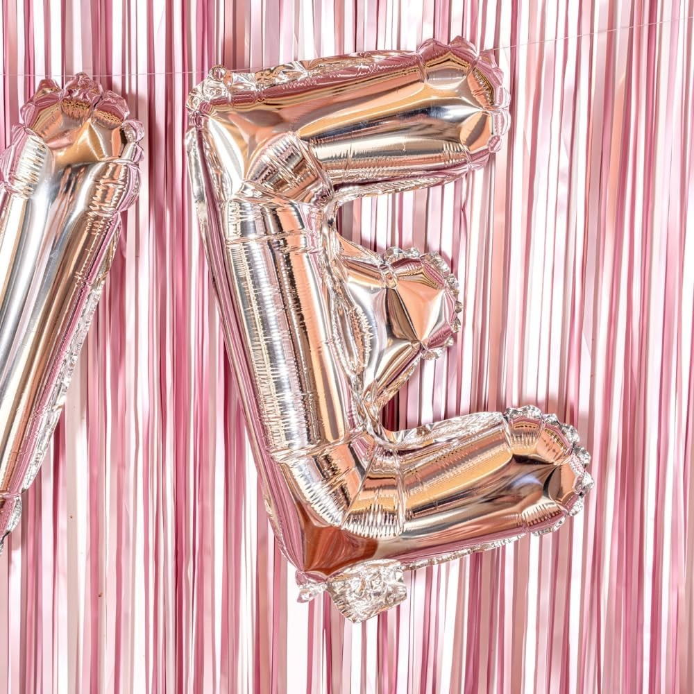 Balon Folie Metalizata Litera E, Flippy, 40 cm, Umflati cu Heliu sau Aer, Ambalaj Individual, Pai inclus, Argintiu [4]