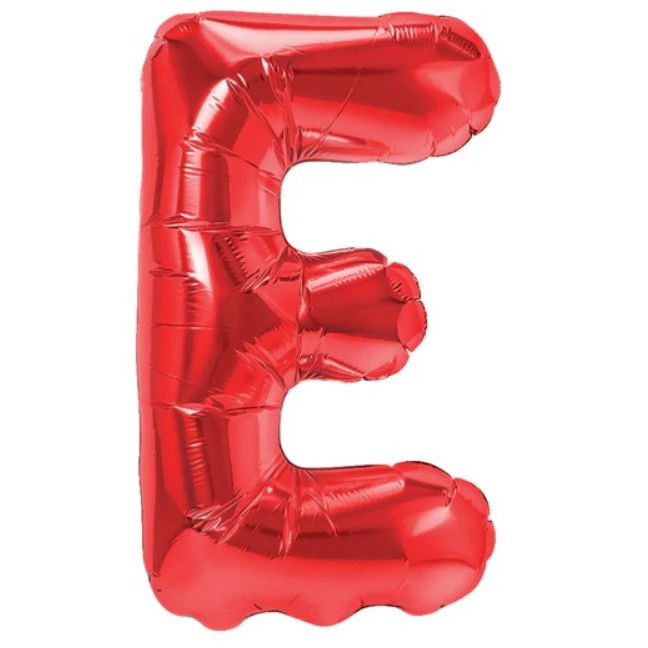 Balon Folie Metalizata Litera E, Flippy, 40 cm, Umflati cu Heliu sau Aer, Ambalaj Individual, Pai inclus, Rosu [1]
