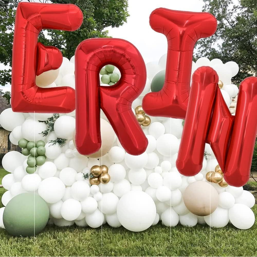 Balon Folie Metalizata Litera E, Flippy, 40 cm, Umflati cu Heliu sau Aer, Ambalaj Individual, Pai inclus, Rosu [5]