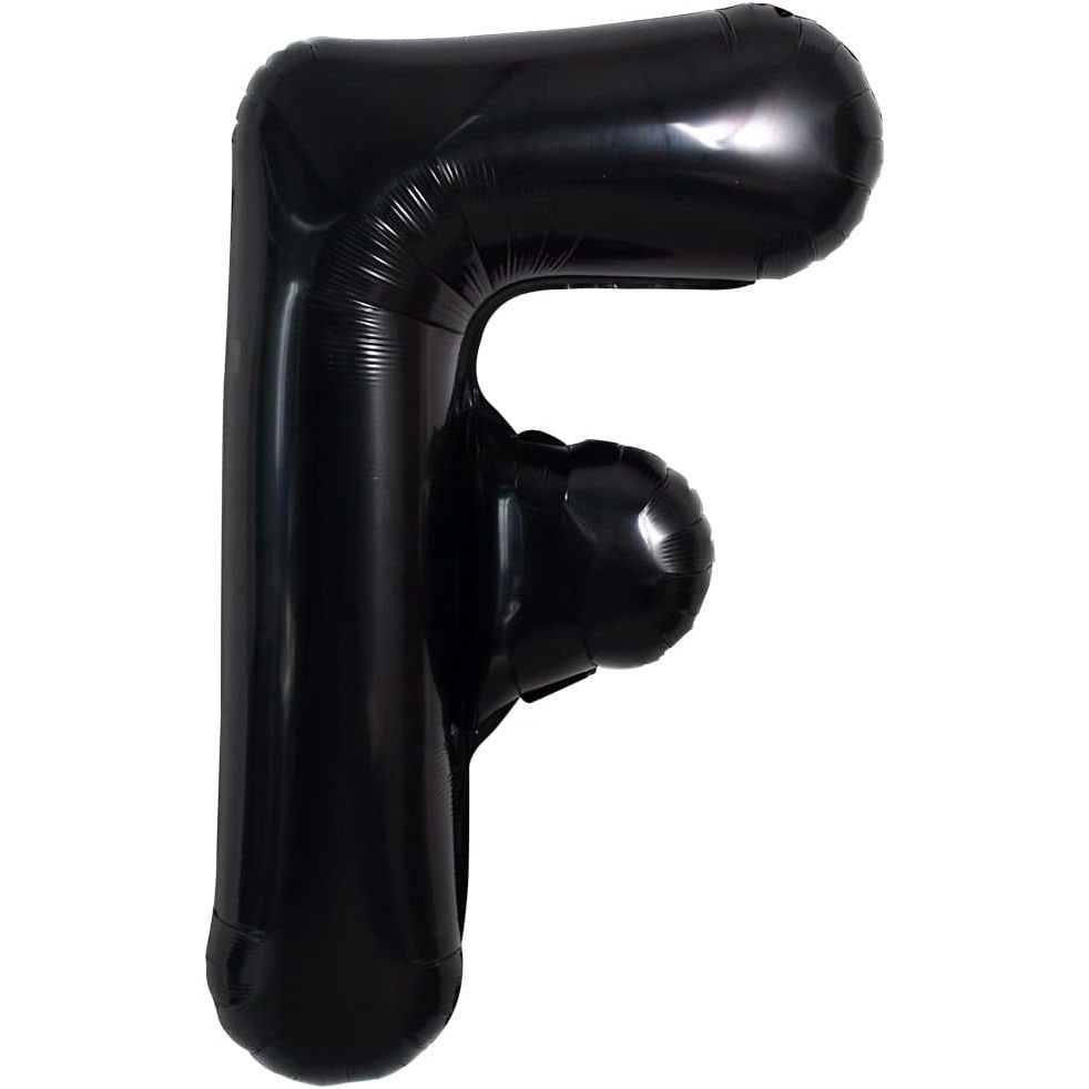 Balon Folie Metalizata Litera F, Flippy, 40 cm, Umflati cu Heliu sau Aer, Ambalaj Individual, Pai inclus, Negru [1]