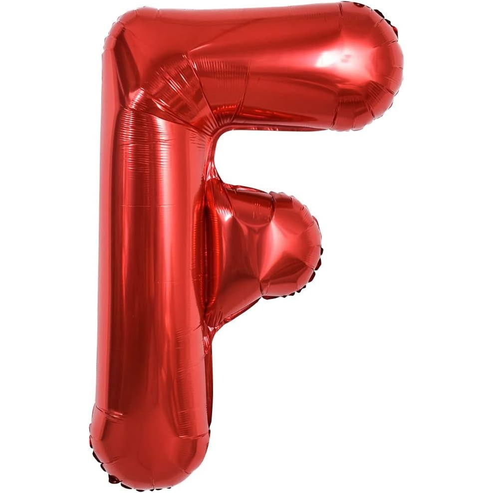 Balon Folie Metalizata Litera F, Flippy, 40 cm, Umflati cu Heliu sau Aer, Ambalaj Individual, Pai inclus, Rosu [5]