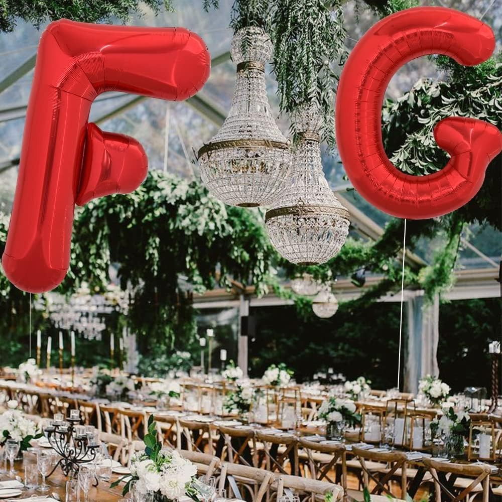 Balon Folie Metalizata Litera F, Flippy, 40 cm, Umflati cu Heliu sau Aer, Ambalaj Individual, Pai inclus, Rosu [4]