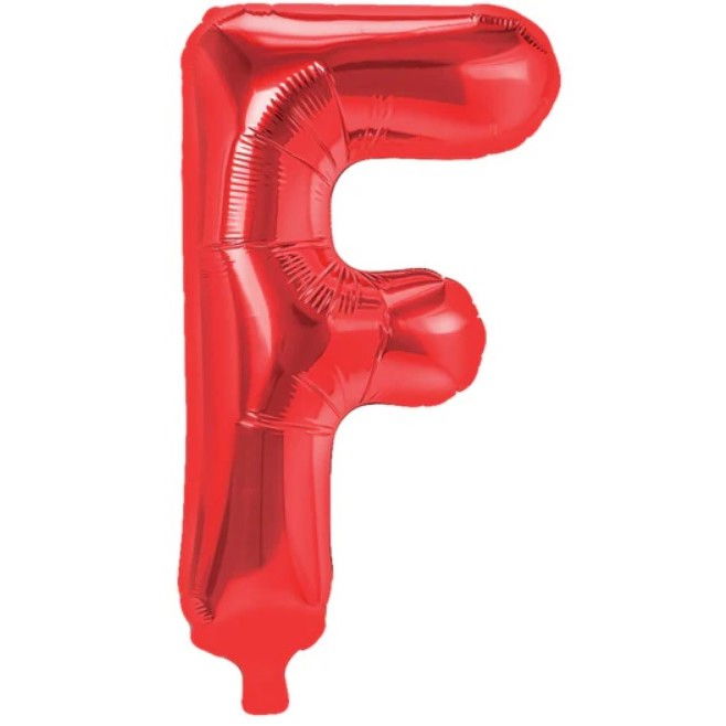 Balon Folie Metalizata Litera F, Flippy, 40 cm, Umflati cu Heliu sau Aer, Ambalaj Individual, Pai inclus, Rosu [1]