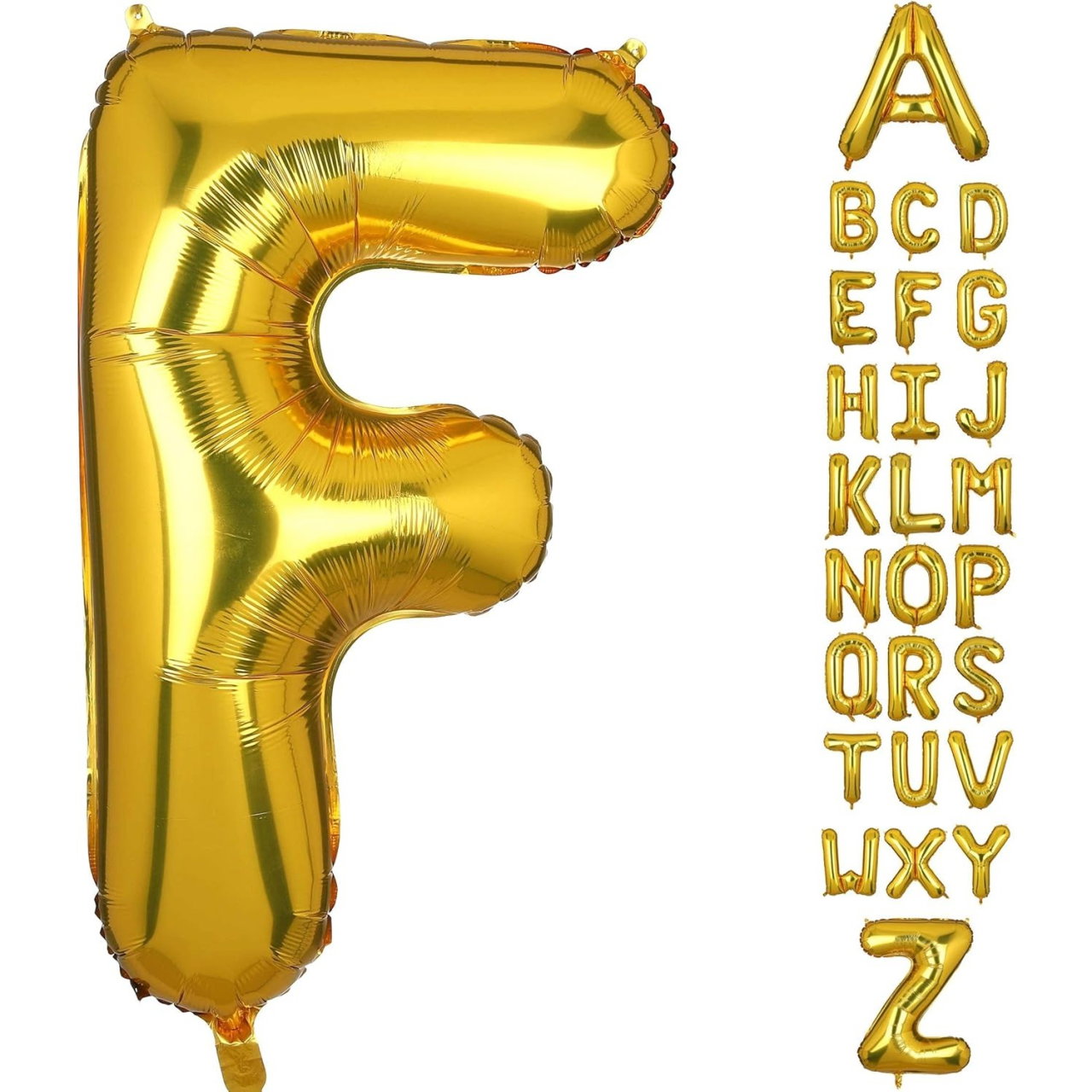 Balon Folie Metalizata Litera F, Flippy, 80 cm, Umflati cu Heliu sau Aer, Ambalaj Individual, Pai inclus, Auriu [6]