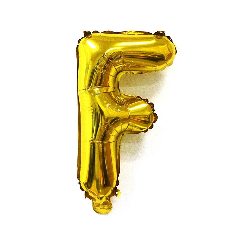 Balon Folie Metalizata Litera F, Flippy, 80 cm, Umflati cu Heliu sau Aer, Ambalaj Individual, Pai inclus, Auriu [5]