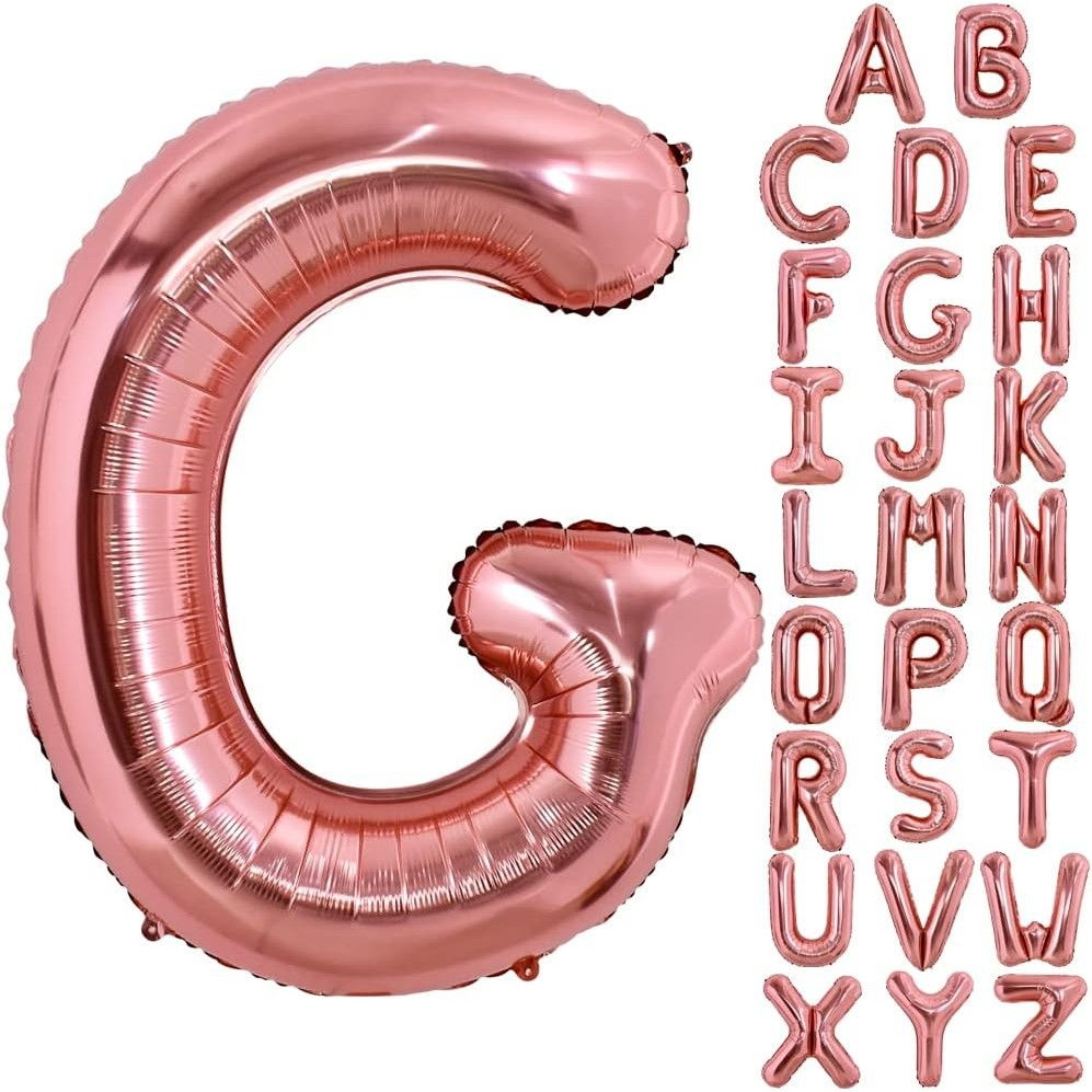 Balon Folie Metalizata Litera G, Flippy, 100 cm, Umflati cu Heliu sau Aer, Ambalaj Individual, Pai inclus, Rose Gold [4]