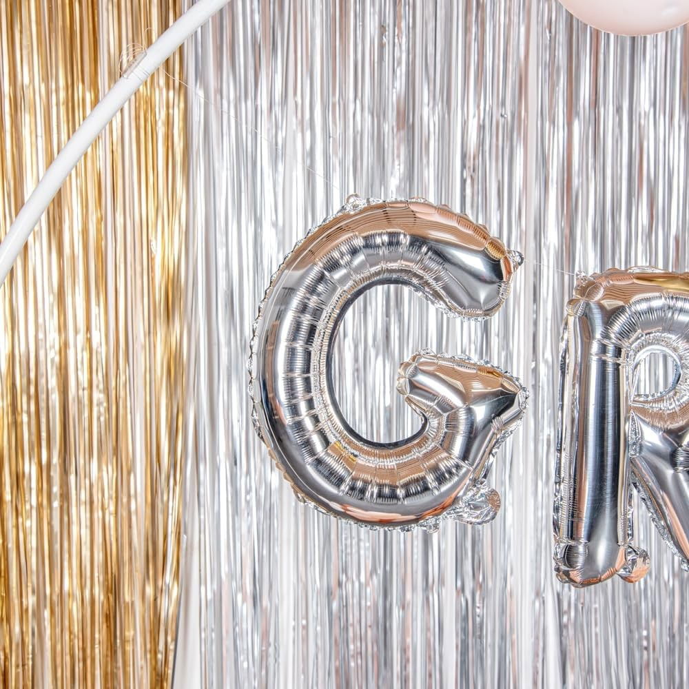 Balon Folie Metalizata Litera G, Flippy, 40 cm, Umflati cu Heliu sau Aer, Ambalaj Individual, Pai inclus, Argintiu [6]