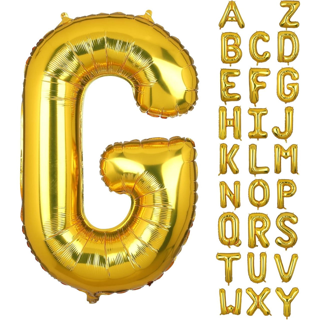 Balon Folie Metalizata Litera G, Flippy, 80 cm, Umflati cu Heliu sau Aer, Ambalaj Individual, Pai inclus, Auriu [3]