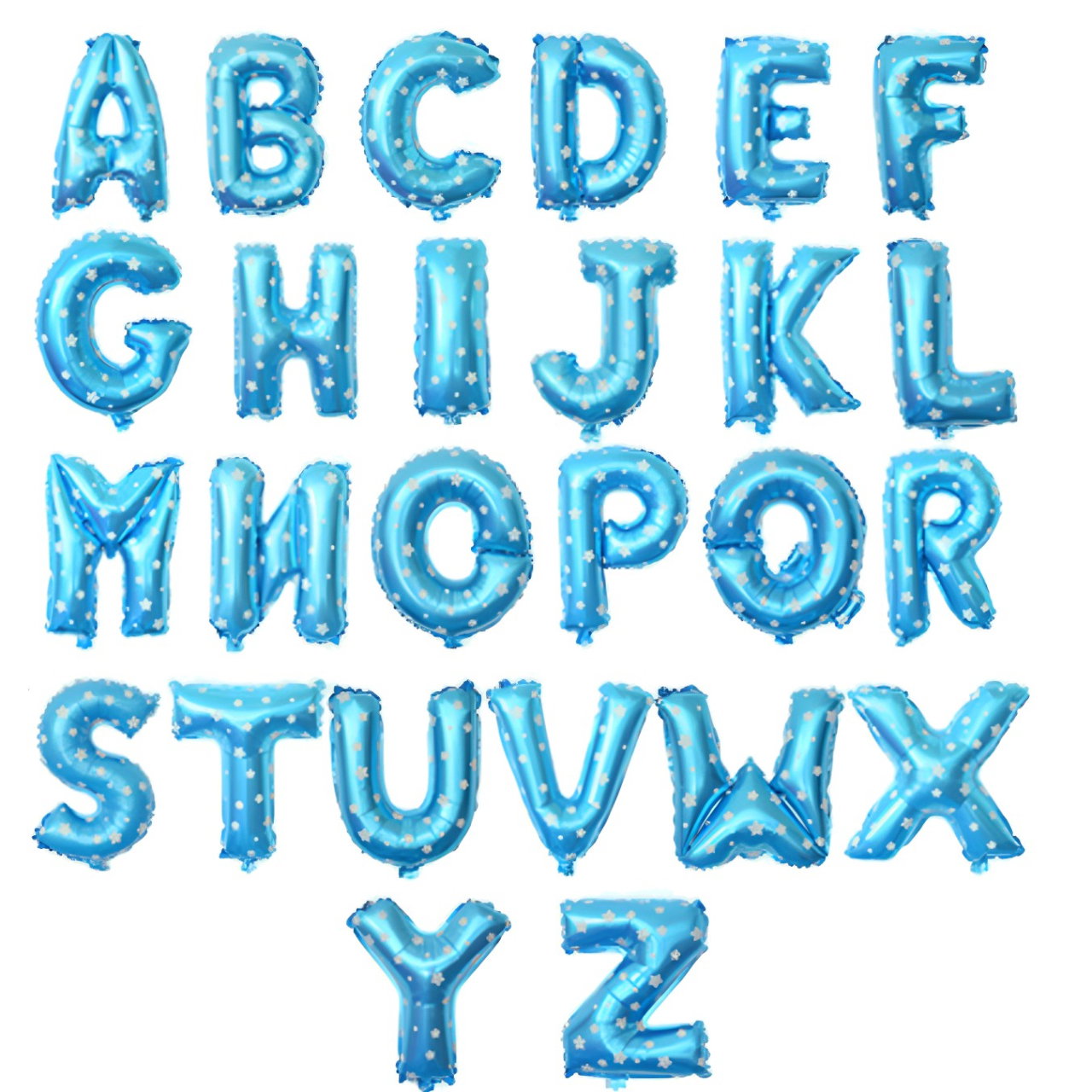 Balon Folie Metalizata Litera H, Flippy, 40 cm, Cu Imprimeu Stelute, Umflati cu Heliu sau Aer, Ambalaj Individual, Pai inclus, Albastru [2]