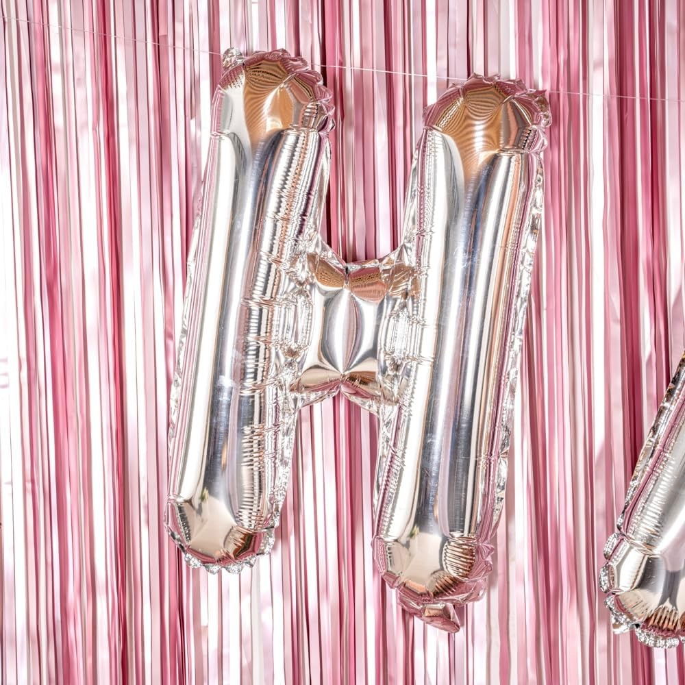 Balon Folie Metalizata Litera H, Flippy, 40 cm, Umflati cu Heliu sau Aer, Ambalaj Individual, Pai inclus, Argintiu [6]