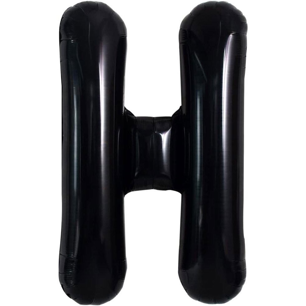 Balon Folie Metalizata Litera H, Flippy, 40 cm, Umflati cu Heliu sau Aer, Ambalaj Individual, Pai inclus, Negru [5]