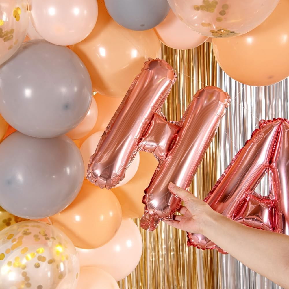 Balon Folie Metalizata Litera H, Flippy, 40 cm, Umflati cu Heliu sau Aer, Ambalaj Individual, Pai inclus, Rose Gold [4]