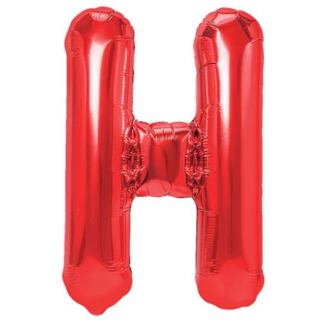 Balon Folie Metalizata Litera H, Flippy, 40 cm, Umflati cu Heliu sau Aer, Ambalaj Individual, Pai inclus, Rosu [1]