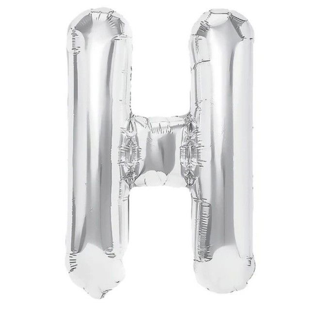 Balon Folie Metalizata Litera H, Flippy, 80 cm, Umflati cu Heliu sau Aer, Ambalaj Individual, Pai inclus, Argintiu [1]