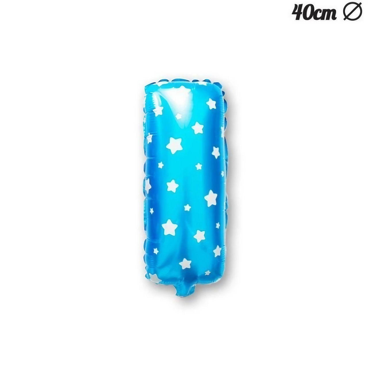 Balon Folie Metalizata Litera I, Flippy, 40 cm, Cu Imprimeu Stelute, Umflati cu Heliu sau Aer, Ambalaj Individual, Pai inclus, Albastru [3]
