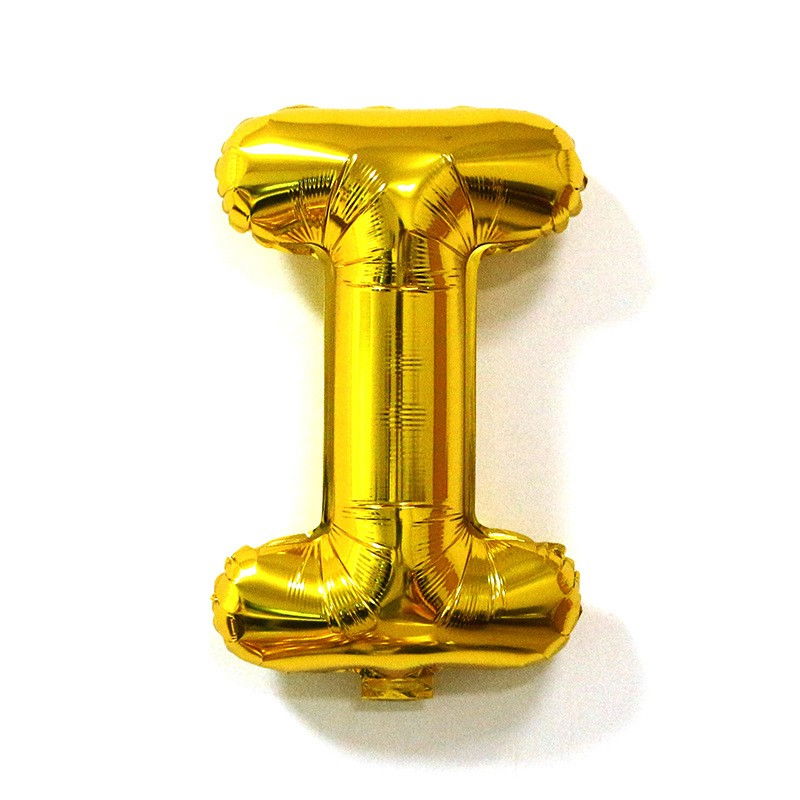 Balon Folie Metalizata Litera I, Flippy, 40 cm, Umflati cu Heliu sau Aer, Ambalaj Individual, Pai inclus, Auriu [5]