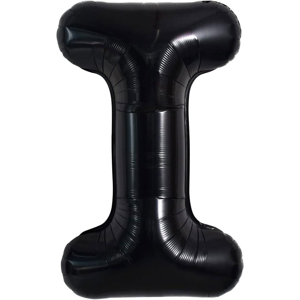 Balon Folie Metalizata Litera I, Flippy, 40 cm, Umflati cu Heliu sau Aer, Ambalaj Individual, Pai inclus, Negru [1]