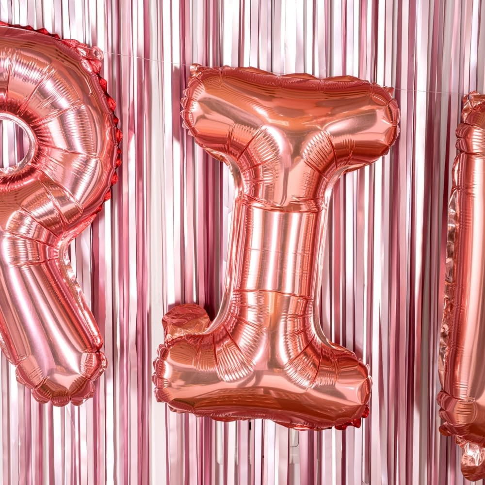 Balon Folie Metalizata Litera I, Flippy, 40 cm, Umflati cu Heliu sau Aer, Ambalaj Individual, Pai inclus, Rose Gold [6]