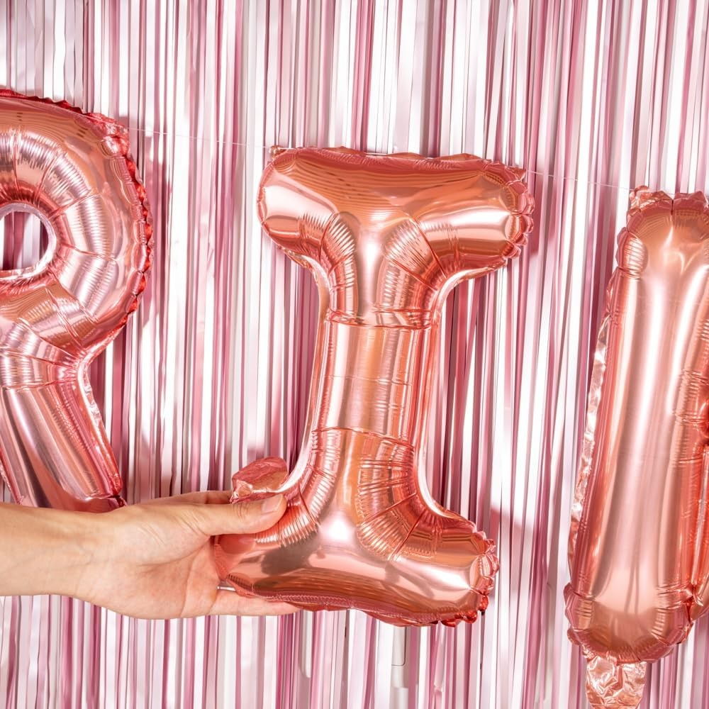Balon Folie Metalizata Litera I, Flippy, 40 cm, Umflati cu Heliu sau Aer, Ambalaj Individual, Pai inclus, Rose Gold [4]