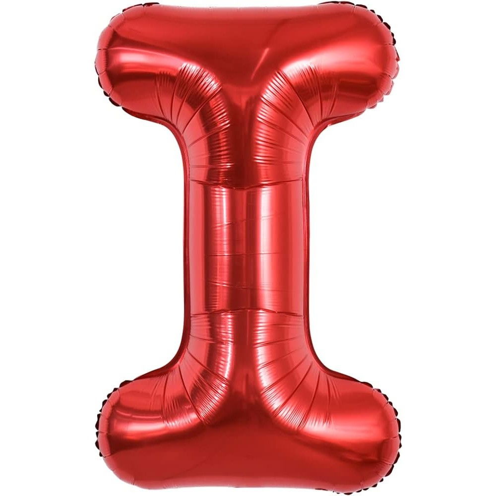 Balon Folie Metalizata Litera I, Flippy, 40 cm, Umflati cu Heliu sau Aer, Ambalaj Individual, Pai inclus, Rosu [1]