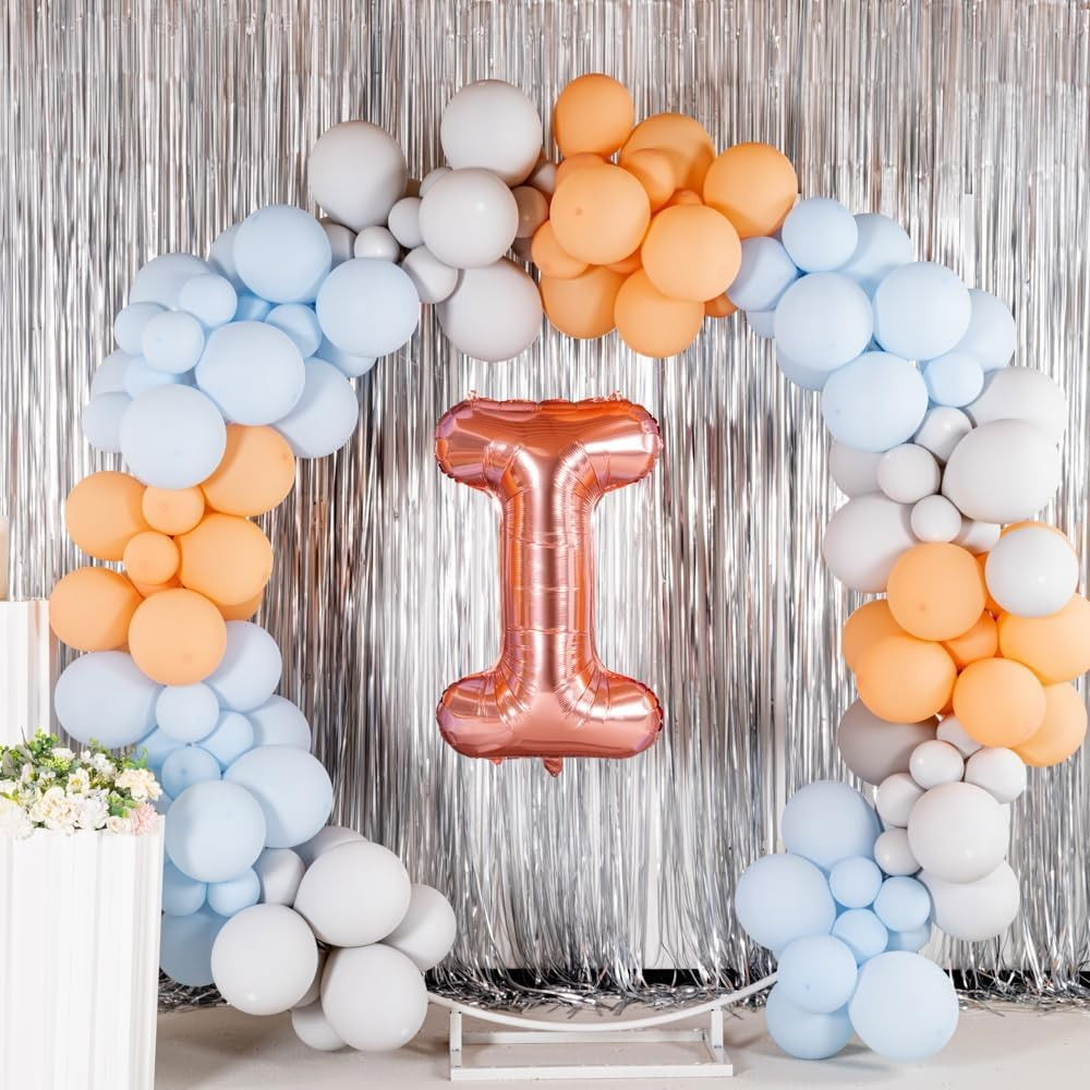 Balon Folie Metalizata Litera I, Flippy, 80 cm, Umflati cu Heliu sau Aer, Ambalaj Individual, Pai inclus, Rose Gold [6]