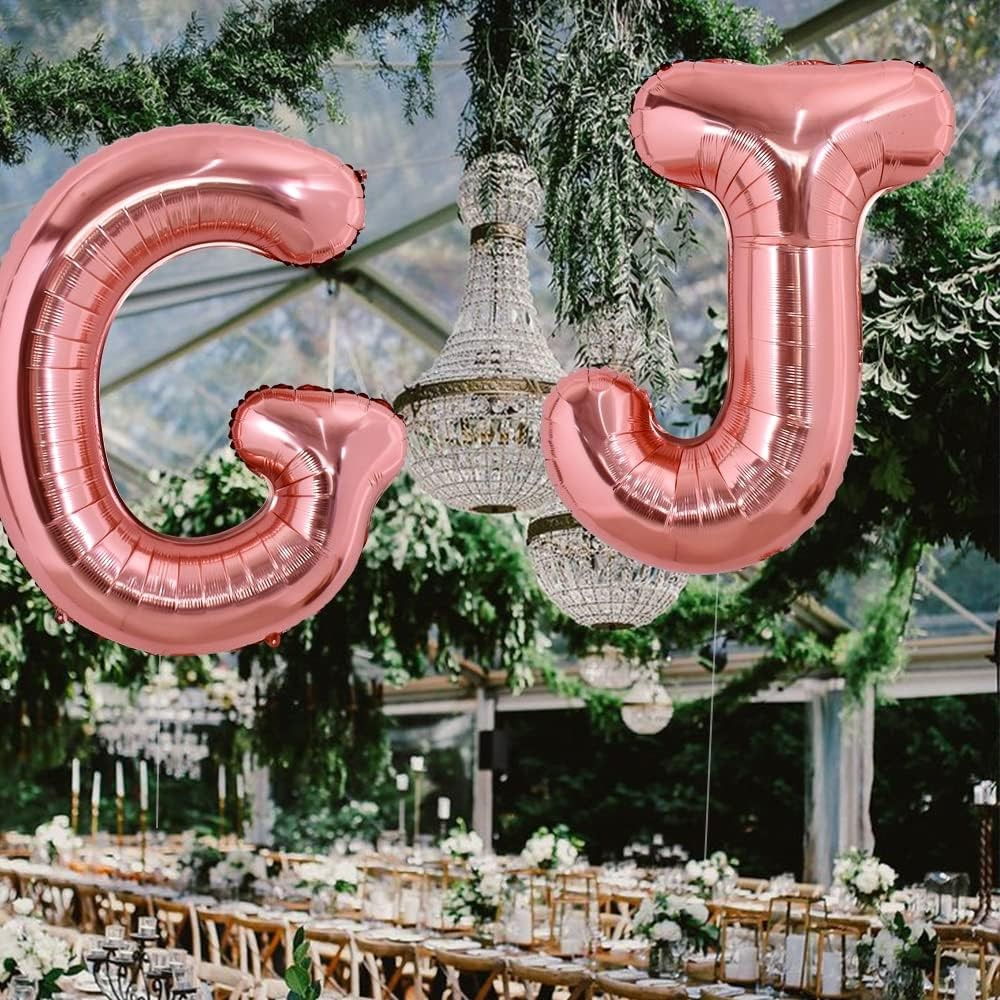 Balon Folie Metalizata Litera J, Flippy, 100 cm, Umflati cu Heliu sau Aer, Ambalaj Individual, Pai inclus, Rose Gold [2]