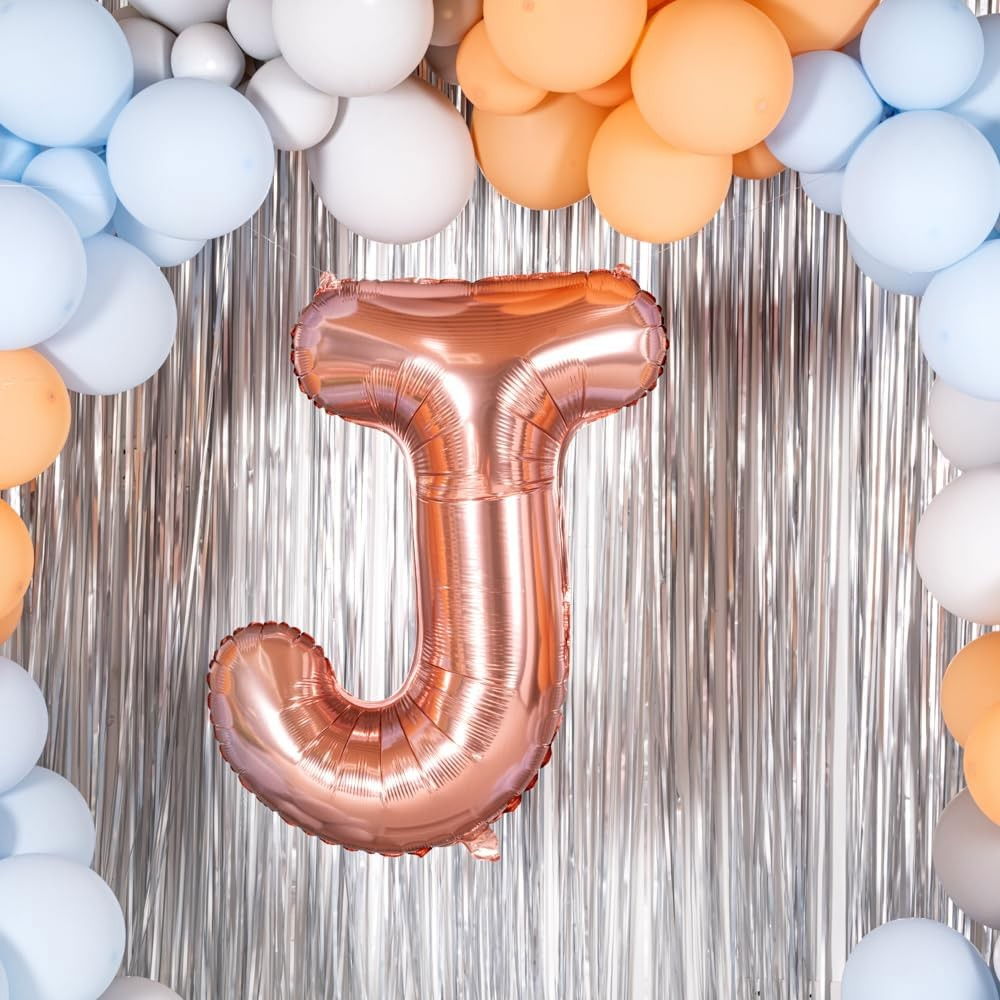 Balon Folie Metalizata Litera J, Flippy, 100 cm, Umflati cu Heliu sau Aer, Ambalaj Individual, Pai inclus, Rose Gold [7]
