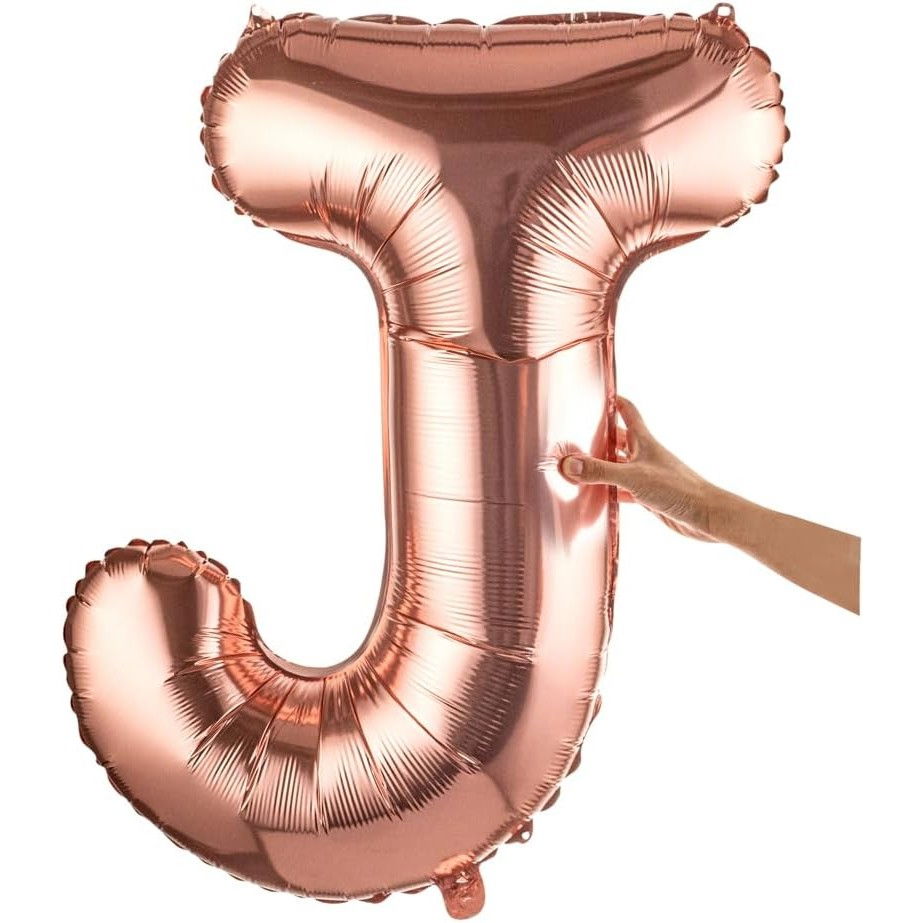 Balon Folie Metalizata Litera J, Flippy, 100 cm, Umflati cu Heliu sau Aer, Ambalaj Individual, Pai inclus, Rose Gold [8]
