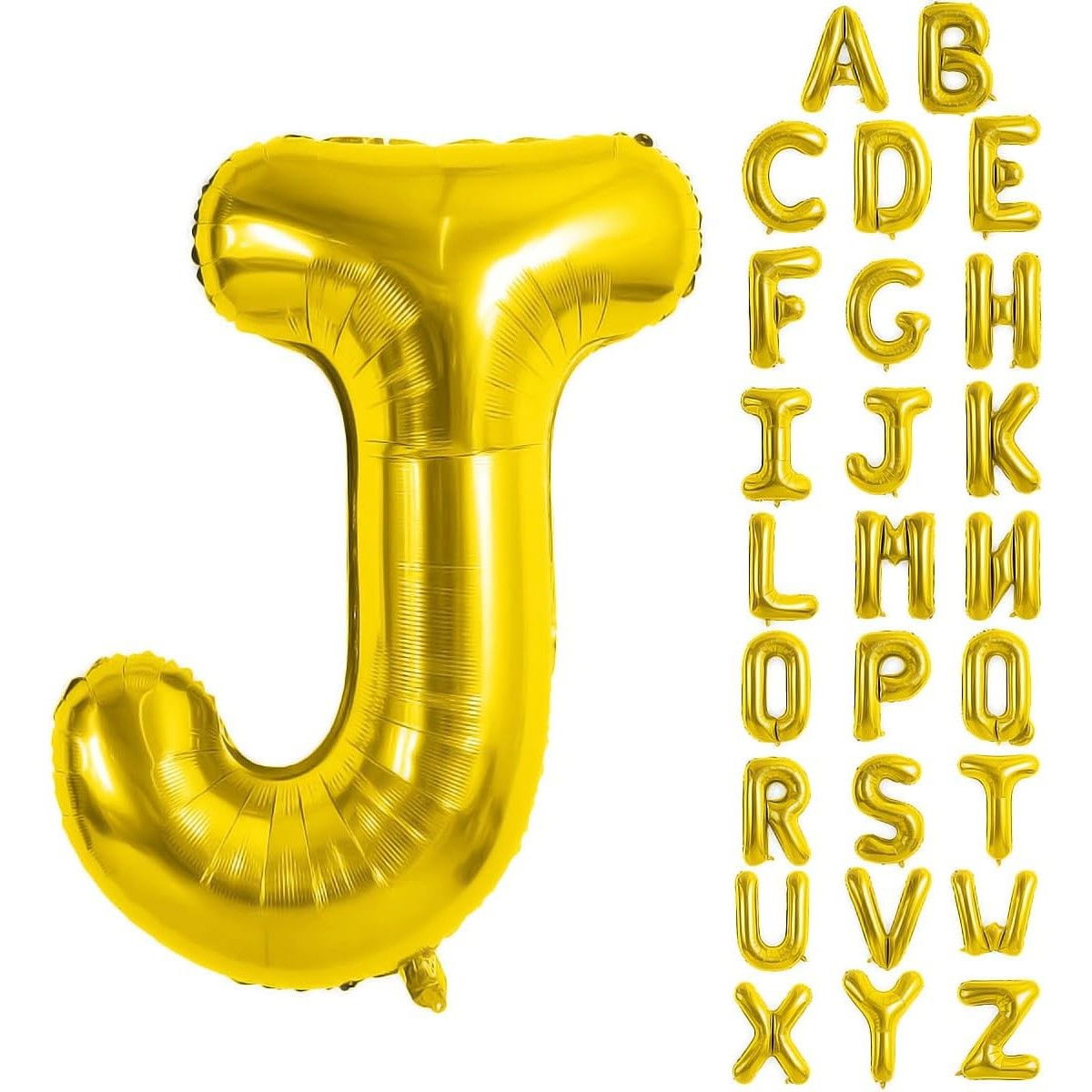Balon Folie Metalizata Litera J, Flippy, 40 cm, Umflati cu Heliu sau Aer, Ambalaj Individual, Pai inclus, Auriu [4]