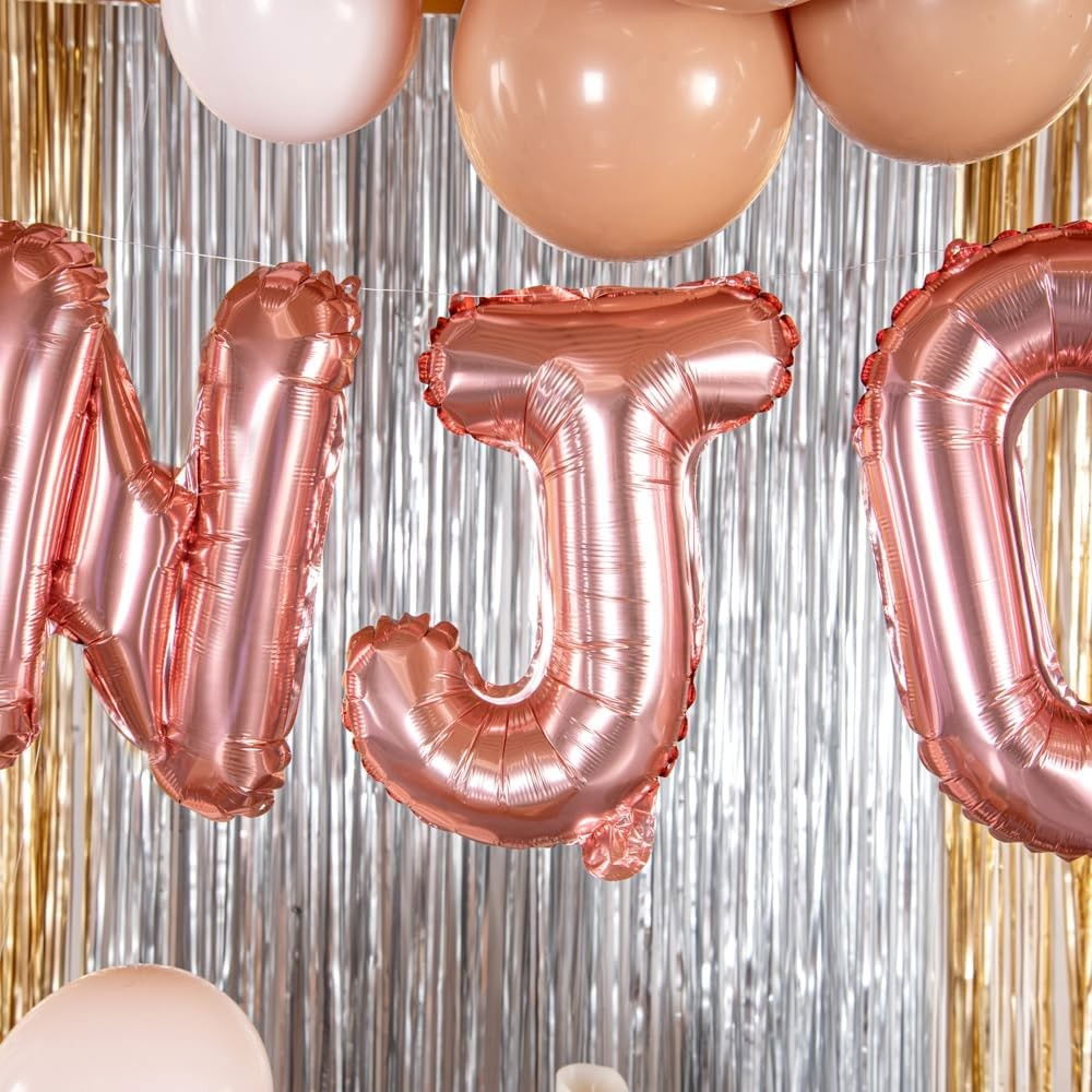 Balon Folie Metalizata Litera J, Flippy, 40 cm, Umflati cu Heliu sau Aer, Ambalaj Individual, Pai inclus, Rose Gold [6]