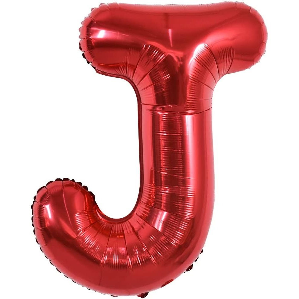 Balon Folie Metalizata Litera J, Flippy, 40 cm, Umflati cu Heliu sau Aer, Ambalaj Individual, Pai inclus, Rosu [1]