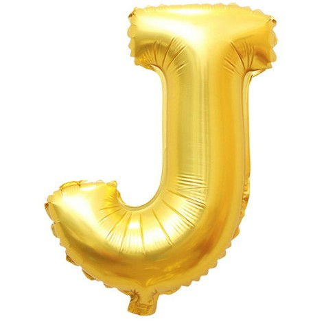 Balon Folie Metalizata Litera J, Flippy, 80 cm, Umflati cu Heliu sau Aer, Ambalaj Individual, Pai inclus, Auriu [4]
